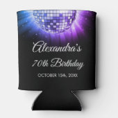 Paarse 70ste verjaardagsfeestje 70's Disco Ball Blikjeskoeler (Achterkant)