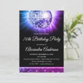 Paarse 70ste verjaardagsfeestje 70's Disco Ball Kaart (Staand voorkant)