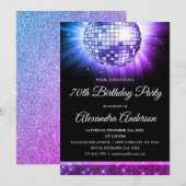 Paarse 70ste verjaardagsfeestje 70's Disco Ball Kaart (Voorkant / Achterkant)