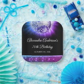 Paarse 70ste verjaardagsfeestje 70's Disco Ball Papieren Bordje (Feest)