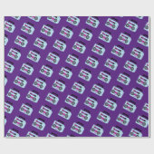 Paarse 80s 90s Throw Back Music Wrapping Paper Cadeaupapier (Vlak)