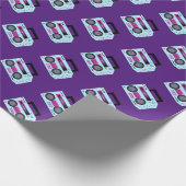 Paarse 80s 90s Throw Back Music Wrapping Paper Cadeaupapier (Hoek)