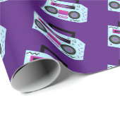 Paarse 80s 90s Throw Back Music Wrapping Paper Cadeaupapier (Rol Hoek)