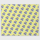 Paarse 80s 90s Throw Back Music Wrapping Paper Cadeaupapier (Vlak)