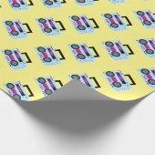 Paarse 80s 90s Throw Back Music Wrapping Paper Cadeaupapier (Hoek)