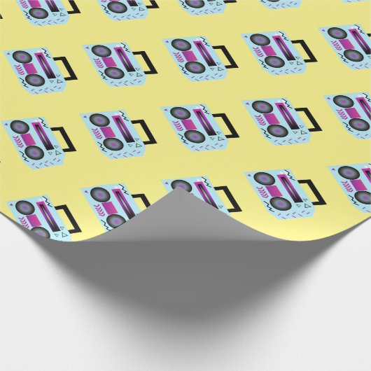 Paarse 80s 90s Throw Back Music Wrapping Paper Cadeaupapier (Hoek)