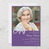 Paarse 80ste verjaardag foto kaart (Voorkant)