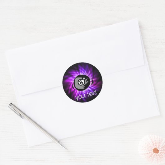 Paarse 8 bal ronde sticker (Envelop)