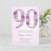 paarse 90e verjaardag uitnodigingen, Kaarten van d (Staand voorkant)