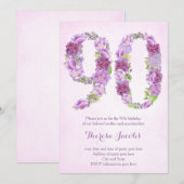 paarse 90e verjaardag uitnodigingen, Kaarten van d (Voorkant / Achterkant)