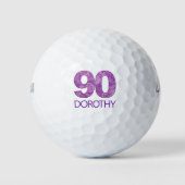 Paarse 90ste verjaardag Golfer Gift 90 jaar elegan Golfballen (Voorkant)