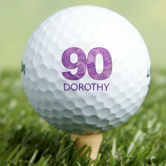 Paarse 90ste verjaardag Golfer Gift 90 jaar elegan Golfballen