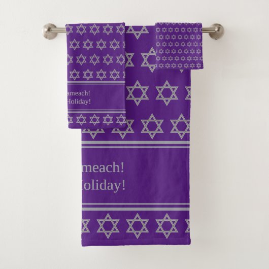 Paarse Aangepast | Chag Sameach | STAR VAN DAVID Bad Handdoek (Insitu)