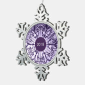 Paarse Aangepast Jaar Keepomwille Tin Sneeuwvlok Ornament (Rechts)