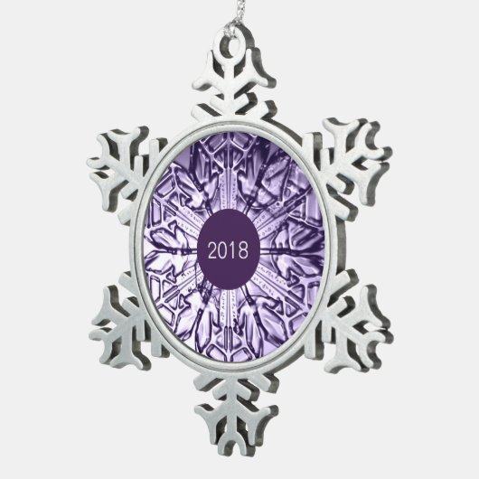 Paarse Aangepast Jaar Keepomwille Tin Sneeuwvlok Ornament (Rechts)