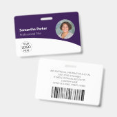 Paarse Aangepast werknemer Foto, Logo, streepjesco Badge (Front & Back)