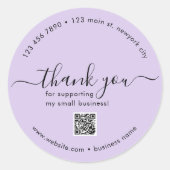 Paarse aangepaste dank u Stickers met QR-code (Voorkant)