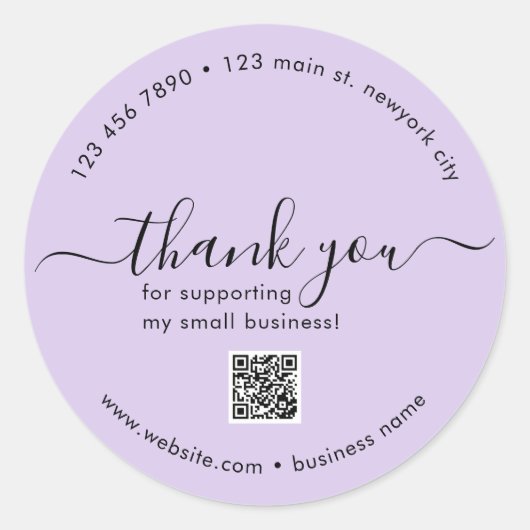 Paarse aangepaste dank u Stickers met QR-code (Voorkant)