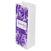 Paarse aangepaste Floral Gift Bag Wijn Cadeautas (Voorkant Gekanteld)