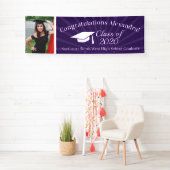 Paarse aangepaste foto 8' brede Afstuderen banner (Insitu)