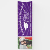 Paarse aangepaste foto 8' brede Afstuderen banner (Verticaal)