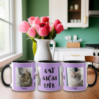 Paarse aangepaste foto kat mam leven Moederdag Mok