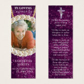 Paarse aangepaste foto Memorial Poem Funeral Bladw Mini Visitekaartjes (Voorkant /achterkant)