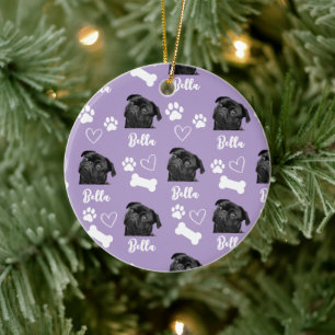 Paarse Aangepaste Liefde Pootafdruk Hond Liefhebbe Keramisch Ornament