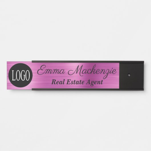 Paarse Aangepaste Logo Professionele Kantoor Deurbordje (Voorkant)