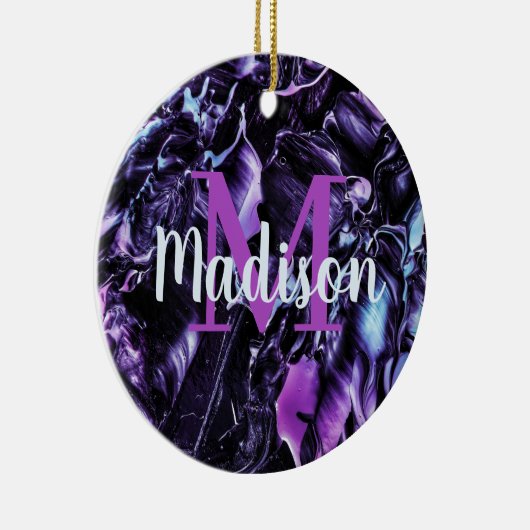 Paarse Aangepaste Marmer Cadeaunaam Persoonlijk Keramisch Ornament (Rechts)