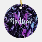 Paarse Aangepaste Marmer Cadeaunaam Persoonlijk Keramisch Ornament (Voorkant)