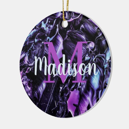 Paarse Aangepaste Marmer Cadeaunaam Persoonlijk Keramisch Ornament (Links)