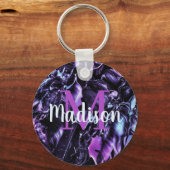 Paarse Aangepaste Marmer Cadeaunaam Persoonlijk Sleutelhanger (Voorkant)