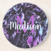Paarse Aangepaste Marmer Cadeaunaam Persoonlijk Zandsteen Onderzetter (Voorkant)