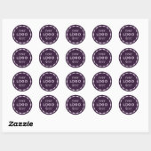 Paarse aangepaste minimalistische Logo cirkel Stic Ronde Sticker (Vel)