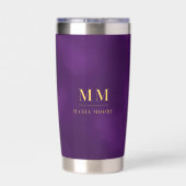 Paarse aangepaste monogram initialen naam geïsoleerde drinkbeker (Achterkant)