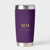 Paarse aangepaste monogram initialen naam geïsoleerde drinkbeker (Voorkant)