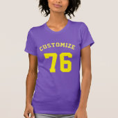 Paarse aangepaste naam nummer sport vrouwen t-shirt (Voorkant)