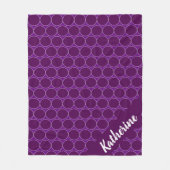 Paarse aangepaste naam Polka Dots Fleece Deken (Voorkant)
