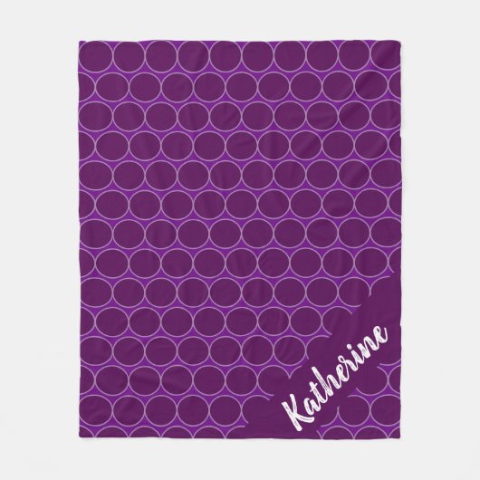 Paarse aangepaste naam Polka Dots Fleece Deken (Voorkant)