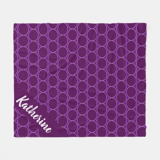 Paarse aangepaste naam Polka Dots Fleece Deken (Voorkant (Horizontaal))