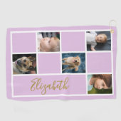 Paarse aangepaste Sjabloon Familiefoto's Golfhanddoek (Horizontaal)