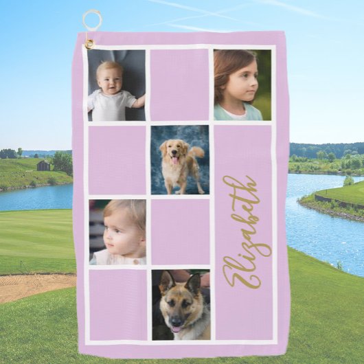 Paarse aangepaste Sjabloon Familiefoto's Golfhanddoek