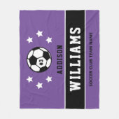 Paarse aangepaste voetbalnaam en -nummer fleece deken (Voorkant)