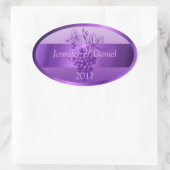 Paarse aangepaste wijnlabels ovale sticker (Tas)
