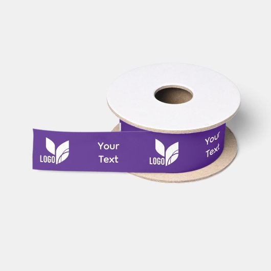Paarse aangepaste zakelijke Logo en tekst Satijnen Lint (Spoel)