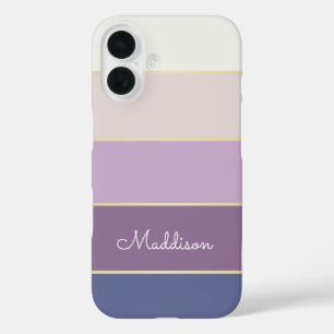 paarse aangepaste zomerkleur blokstrepen iPhone 16 hoesje