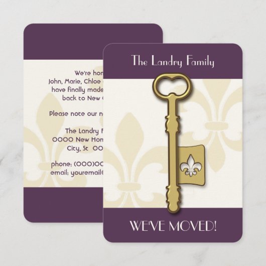 Paarse aankondiging van de belangrijkste verhuizin (Voorkant / Achterkant)