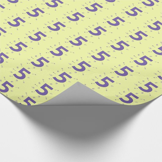 Paarse Aantal Leeftijd Vijf 5 Geel Verpakkingsdocu Cadeaupapier (Hoek)