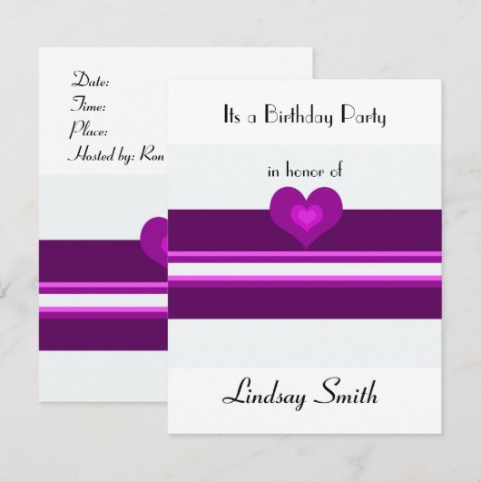 Paarse aantekening met uitnodiging tot het indiene (Voorkant / Achterkant)